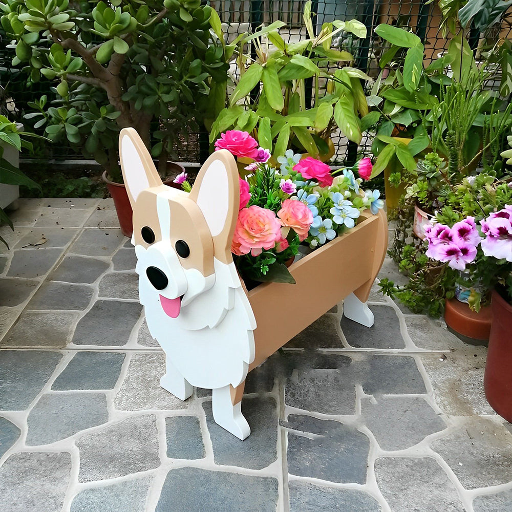 Pot de fleurs en forme de Corgi
