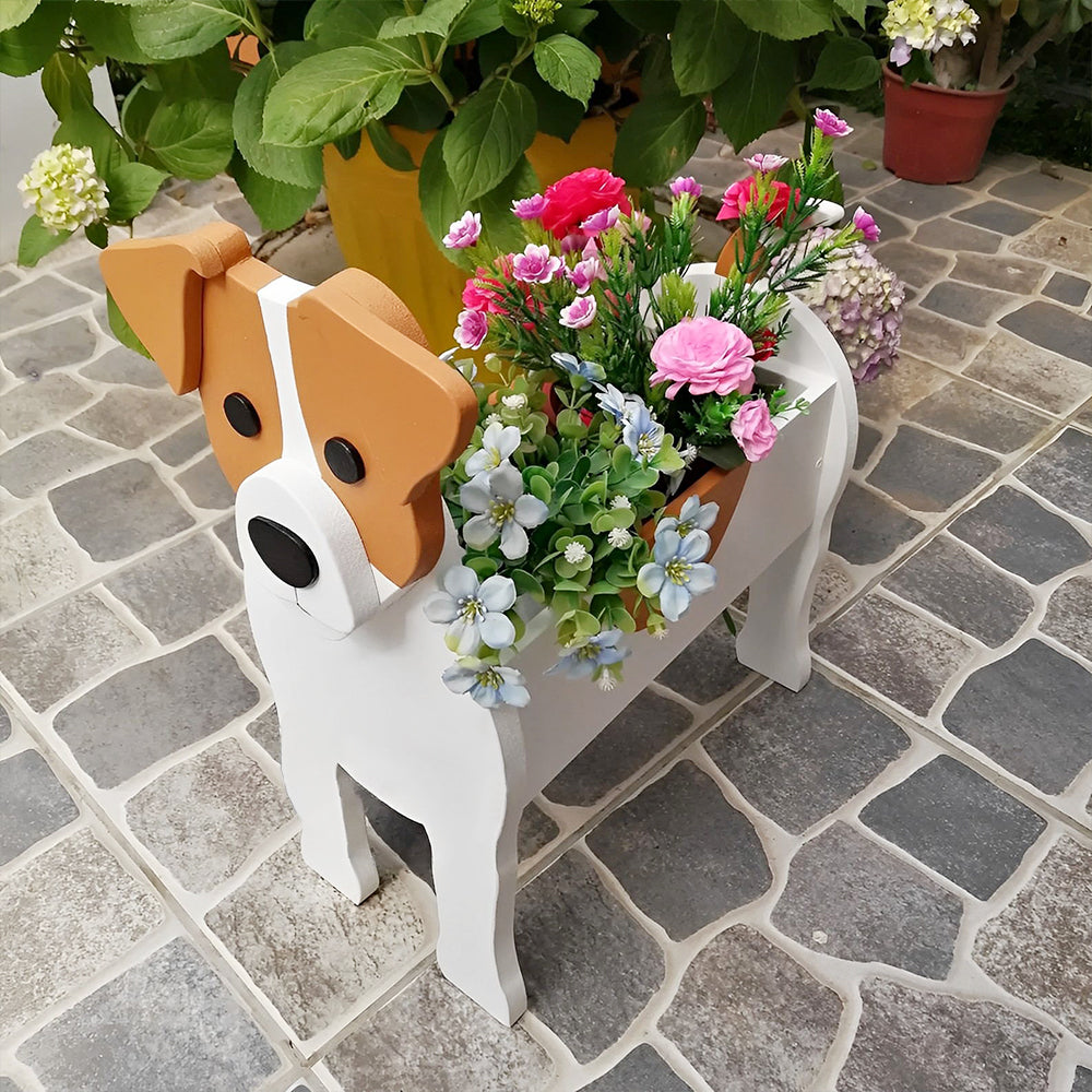 Pot de fleurs en forme de Jack Russell