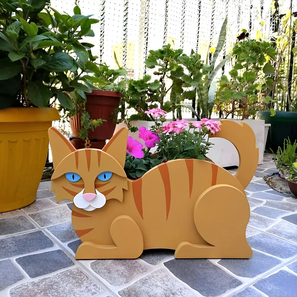 Pot de fleurs en forme de Chat Orange