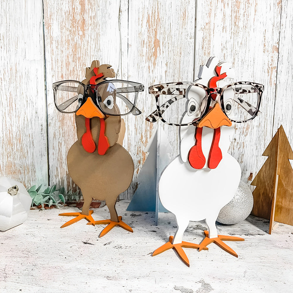 Porte Lunettes en bois Poule drôle Dessin Animé