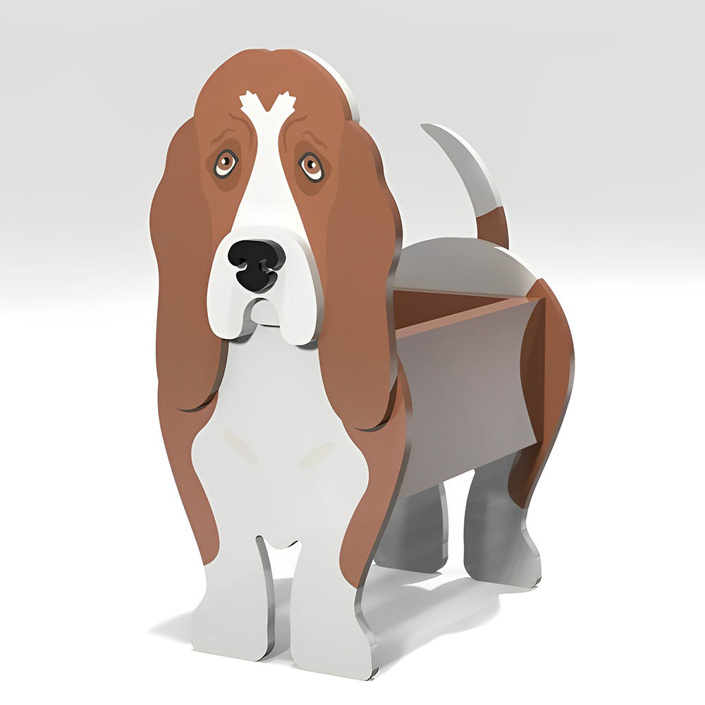 Pot de fleurs en forme de Basset Hound