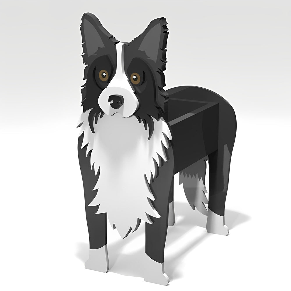 Pot de fleurs en forme de Border Collie