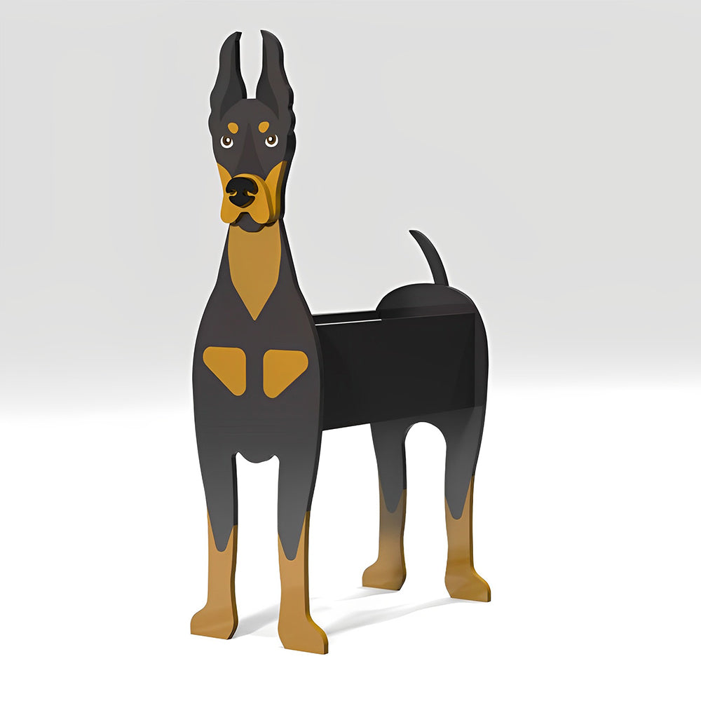 Pot de fleurs en forme de Dobermann