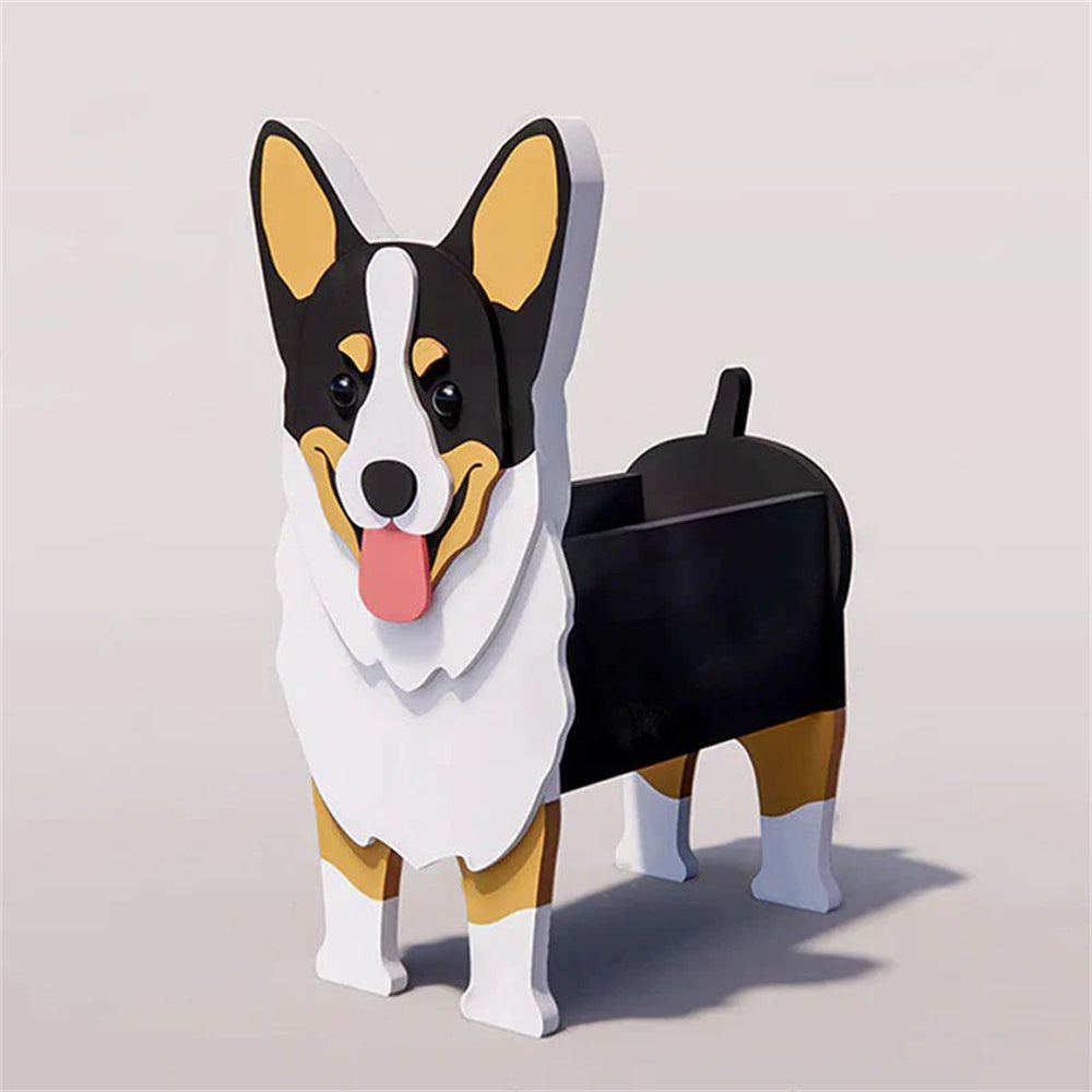 Pot de fleurs Corgi tricolore