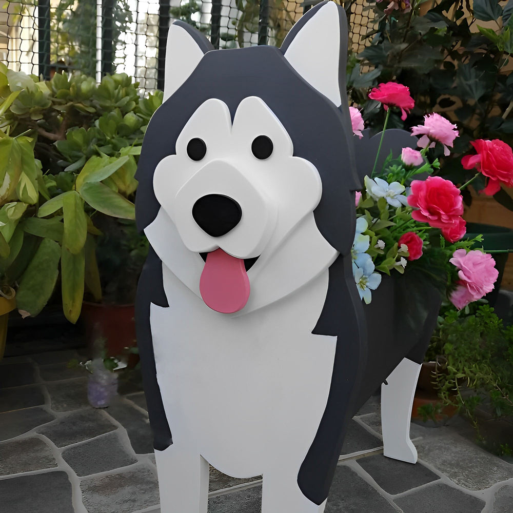 Pot de fleurs en forme de Malamute de l'Alaska