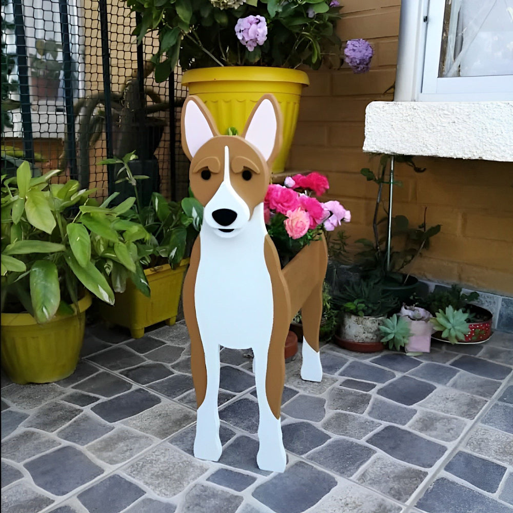 Pot de fleurs en forme de Basenji