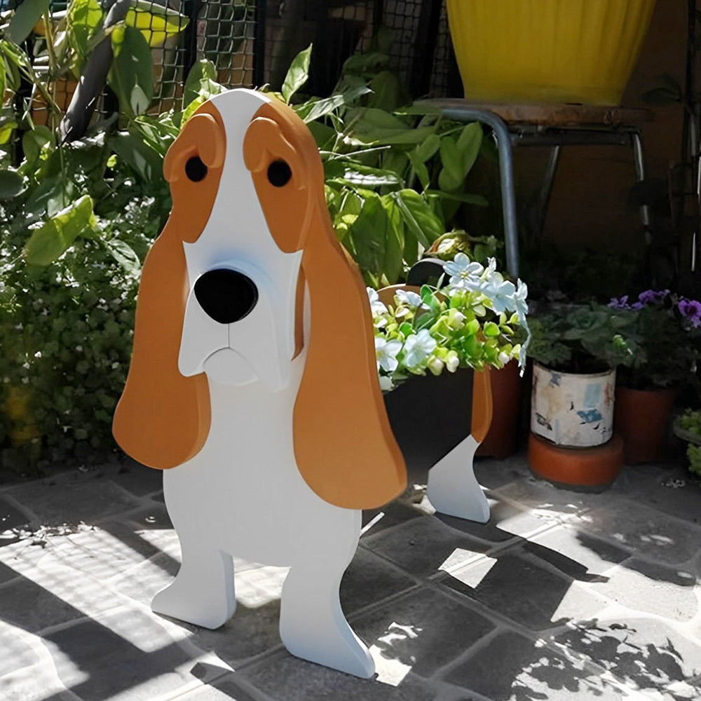 Pot de fleurs en forme de Basset Hound