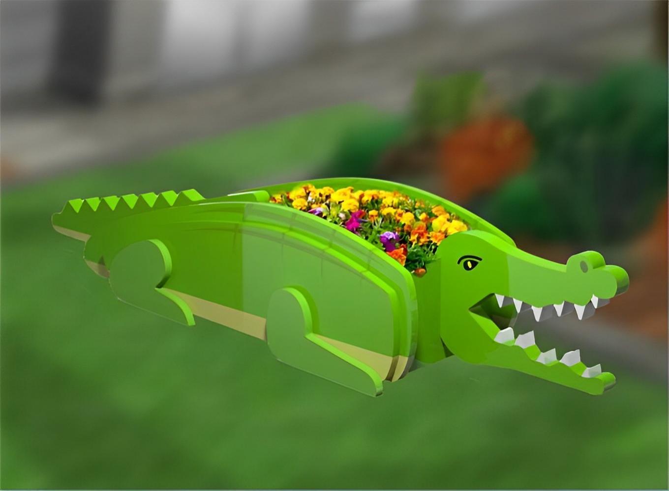 Pot de fleurs en forme de Crocodile