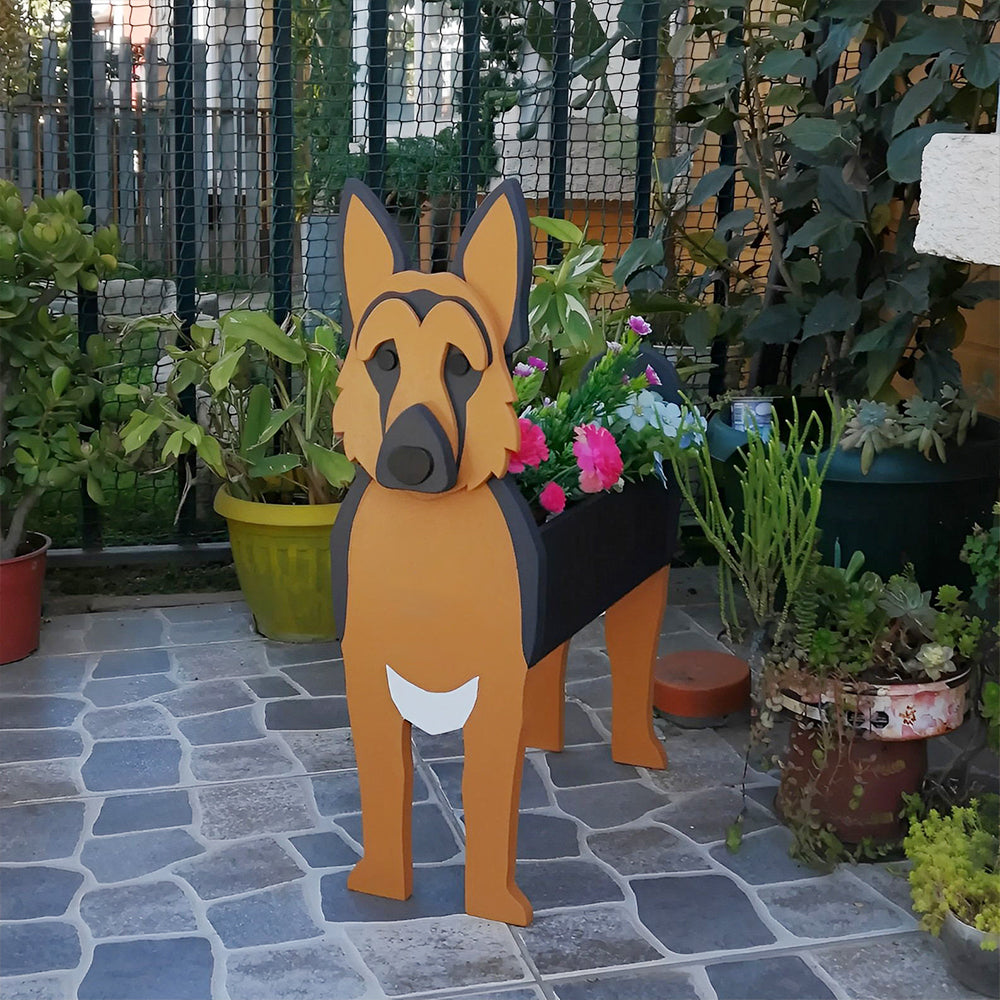 Pot de fleurs en forme de Berger allemand