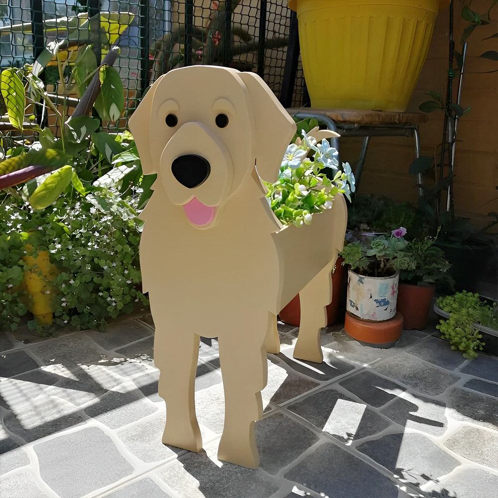 Pot de fleurs en forme de Golden Retriever