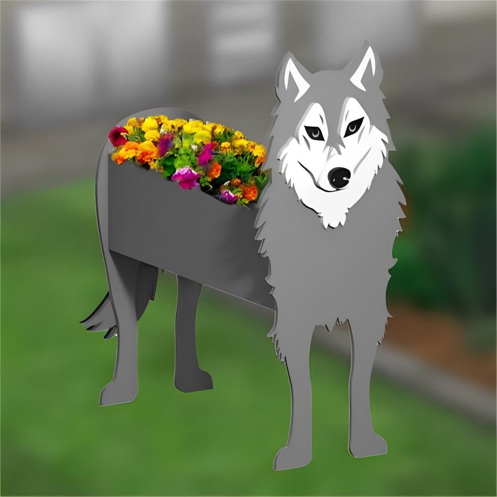 Pot de fleurs en forme de Loup Gris