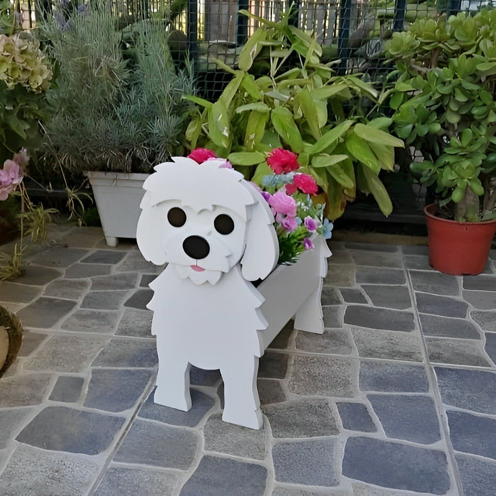 Pot de fleurs en forme de Chien Maltais