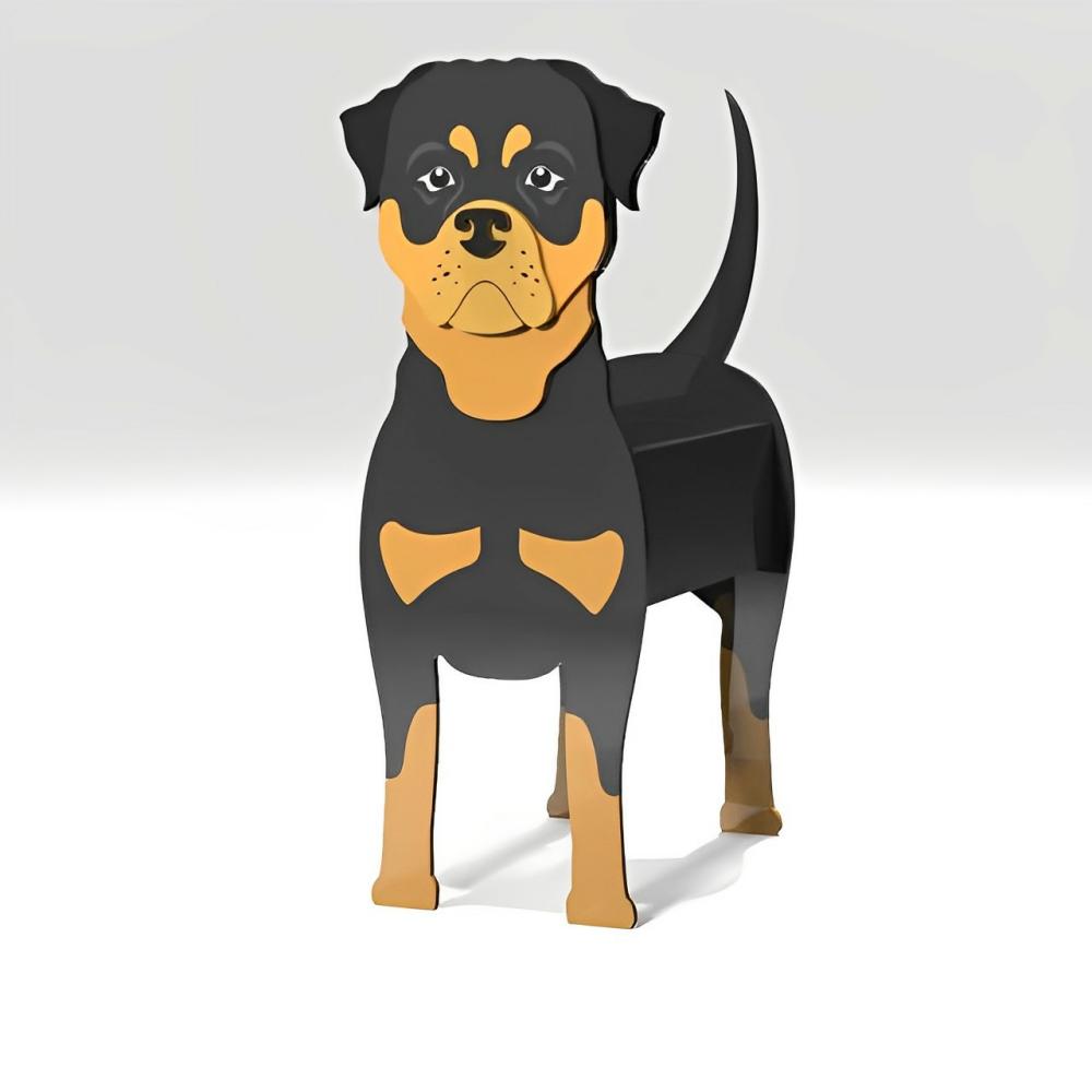 Pot de fleurs en forme de Rottweiler