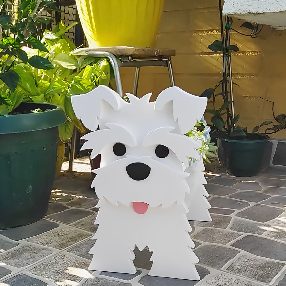 Pot de fleurs en forme de Schnauzer