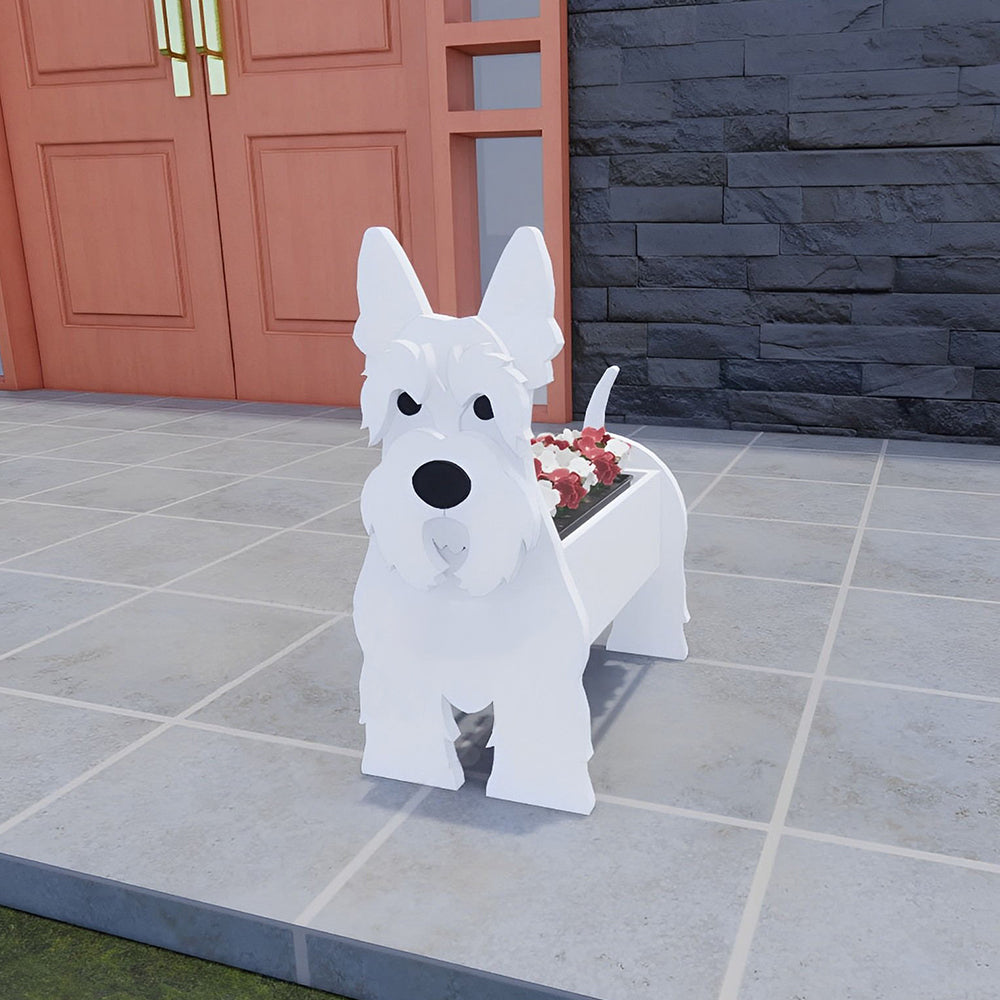 Pot de fleurs en forme de Terrier Ecossais