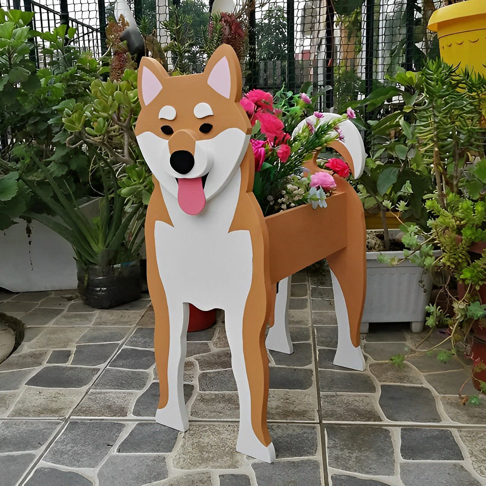 Pot de fleurs en forme de Shiba Inu