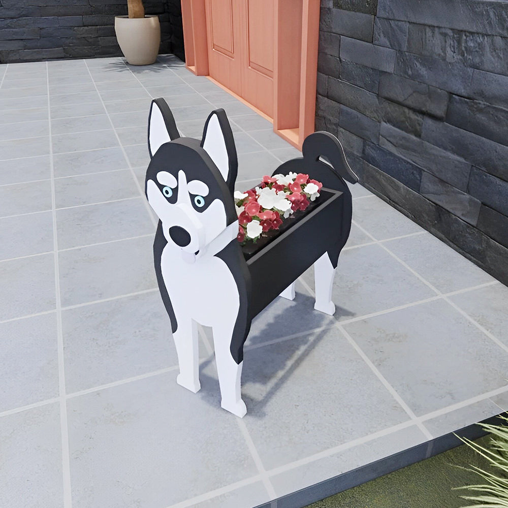 Pot de fleurs en forme de Husky Sibérien
