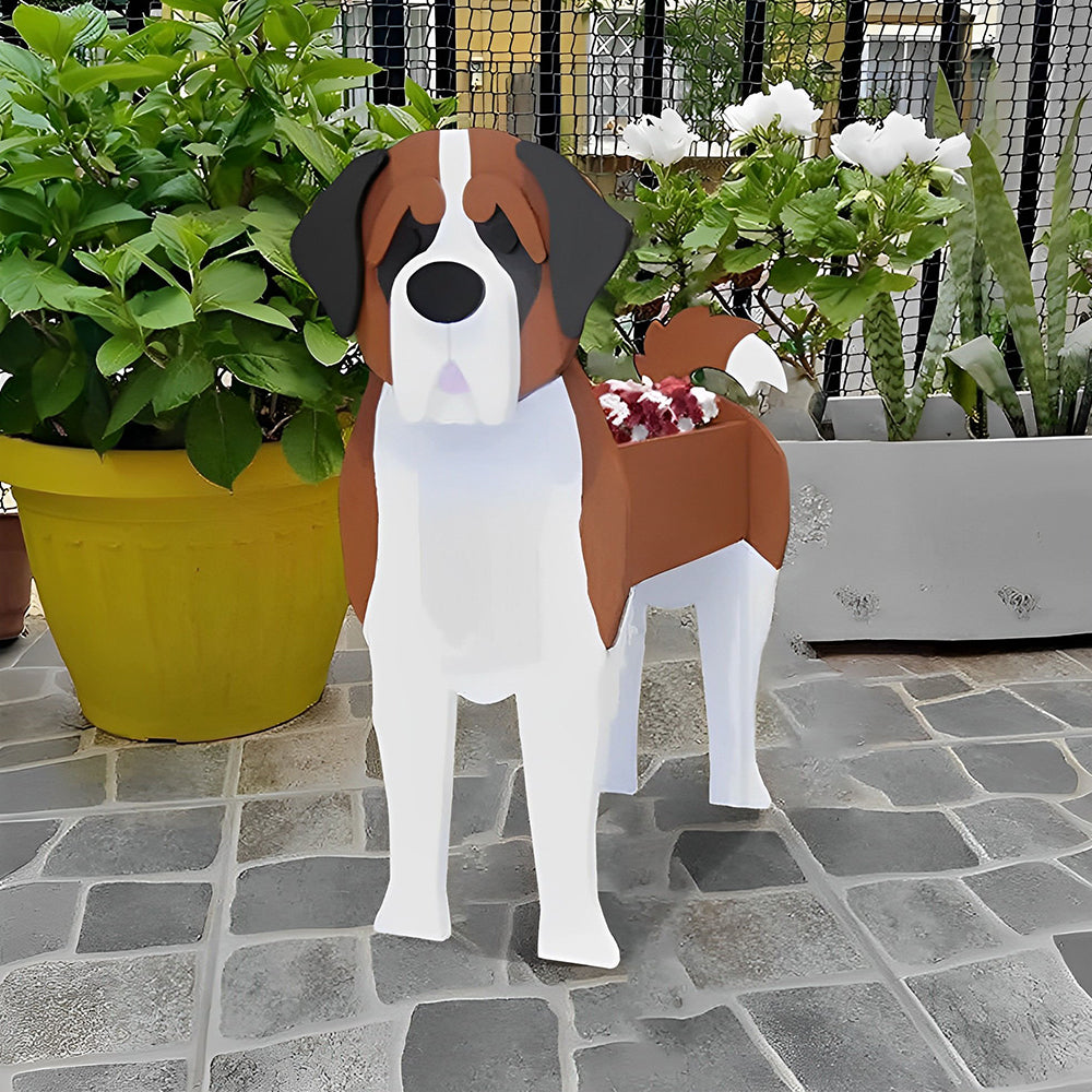 Pot de fleurs en forme de St.Bernard