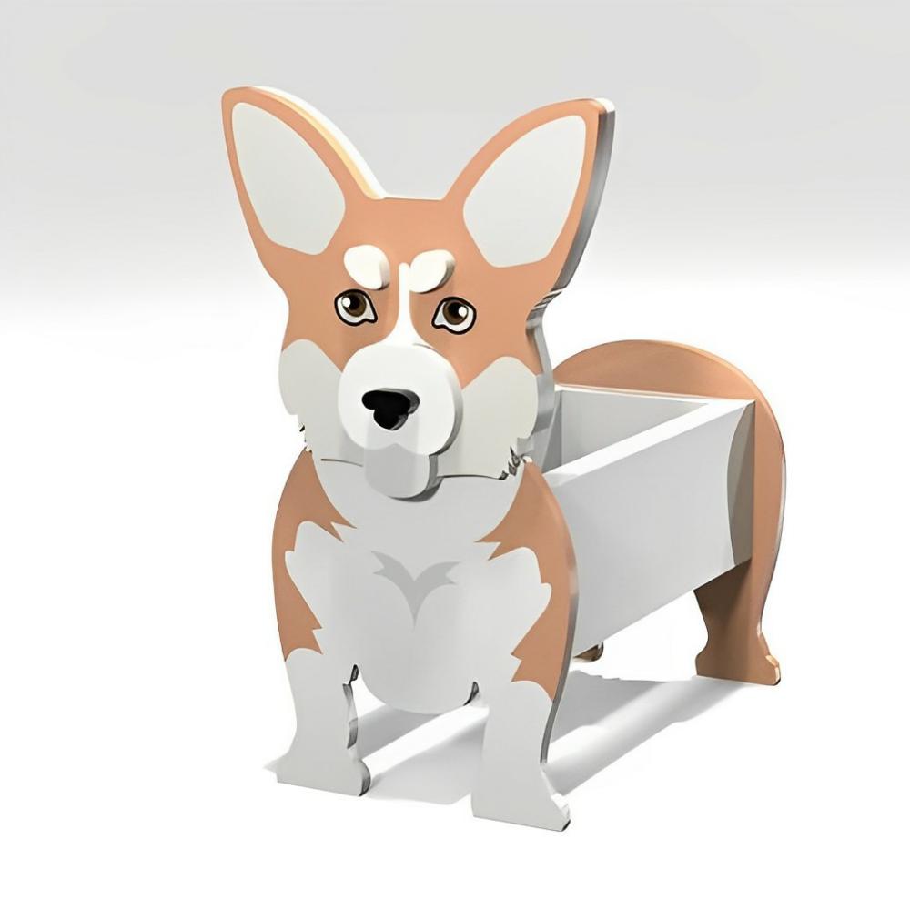 Pot de fleurs en forme de Welsh Corgi