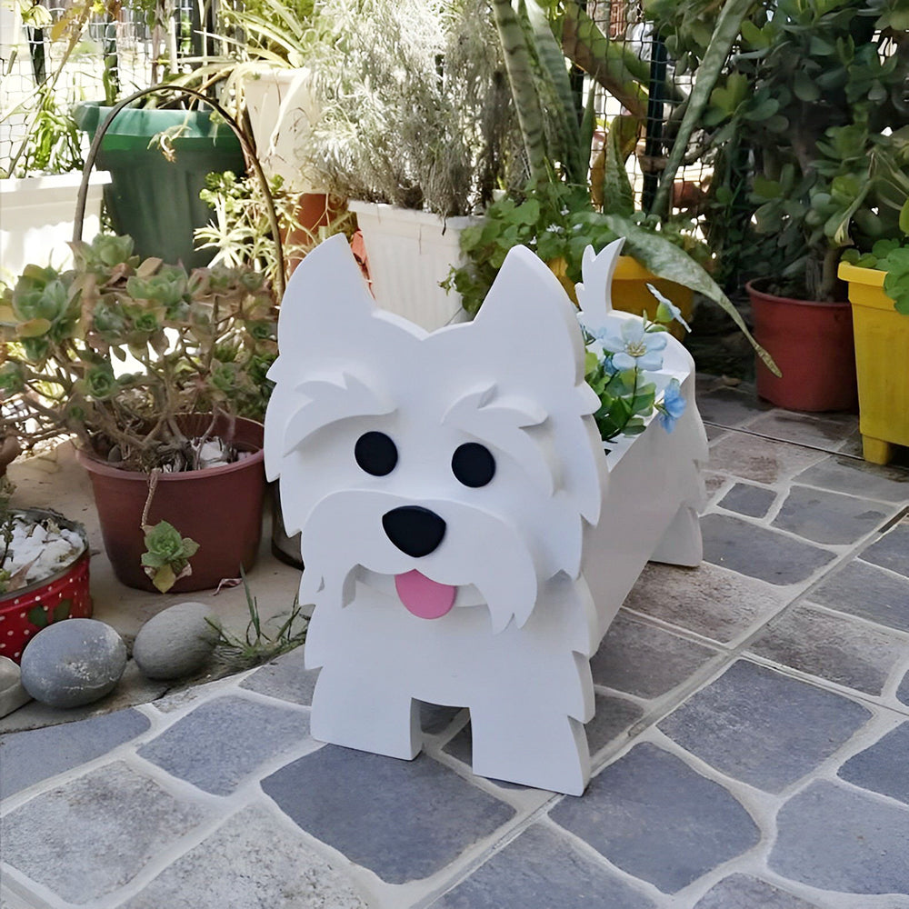 Pot de fleurs en forme de West Highland Terrier