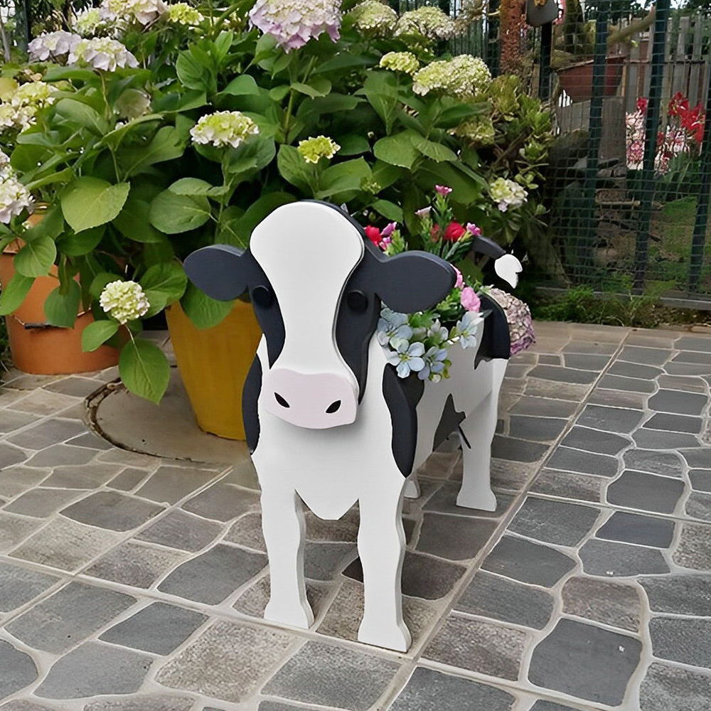 Pot de fleurs en forme de Vache Bretonne Pie Noir